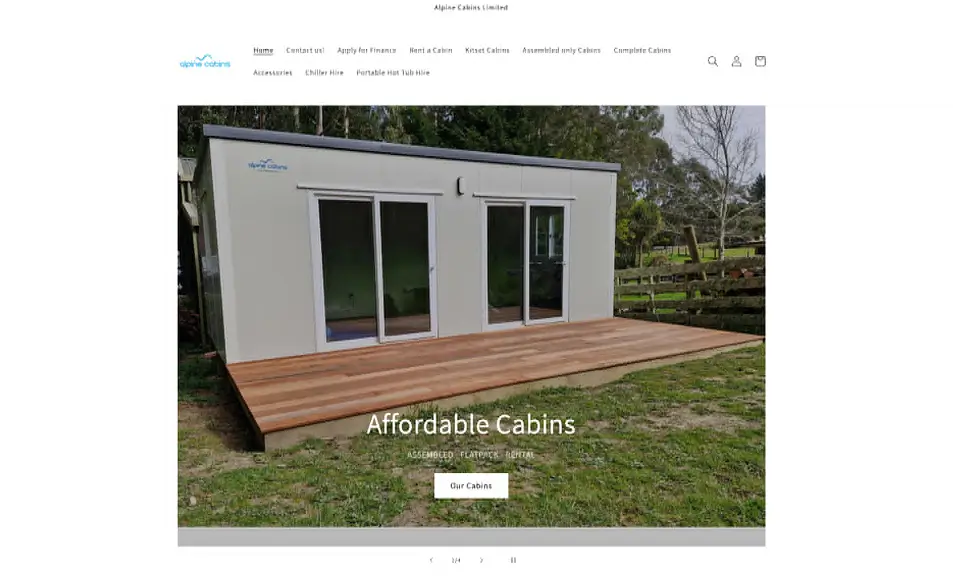 Alpine Cabins website before the rebuild