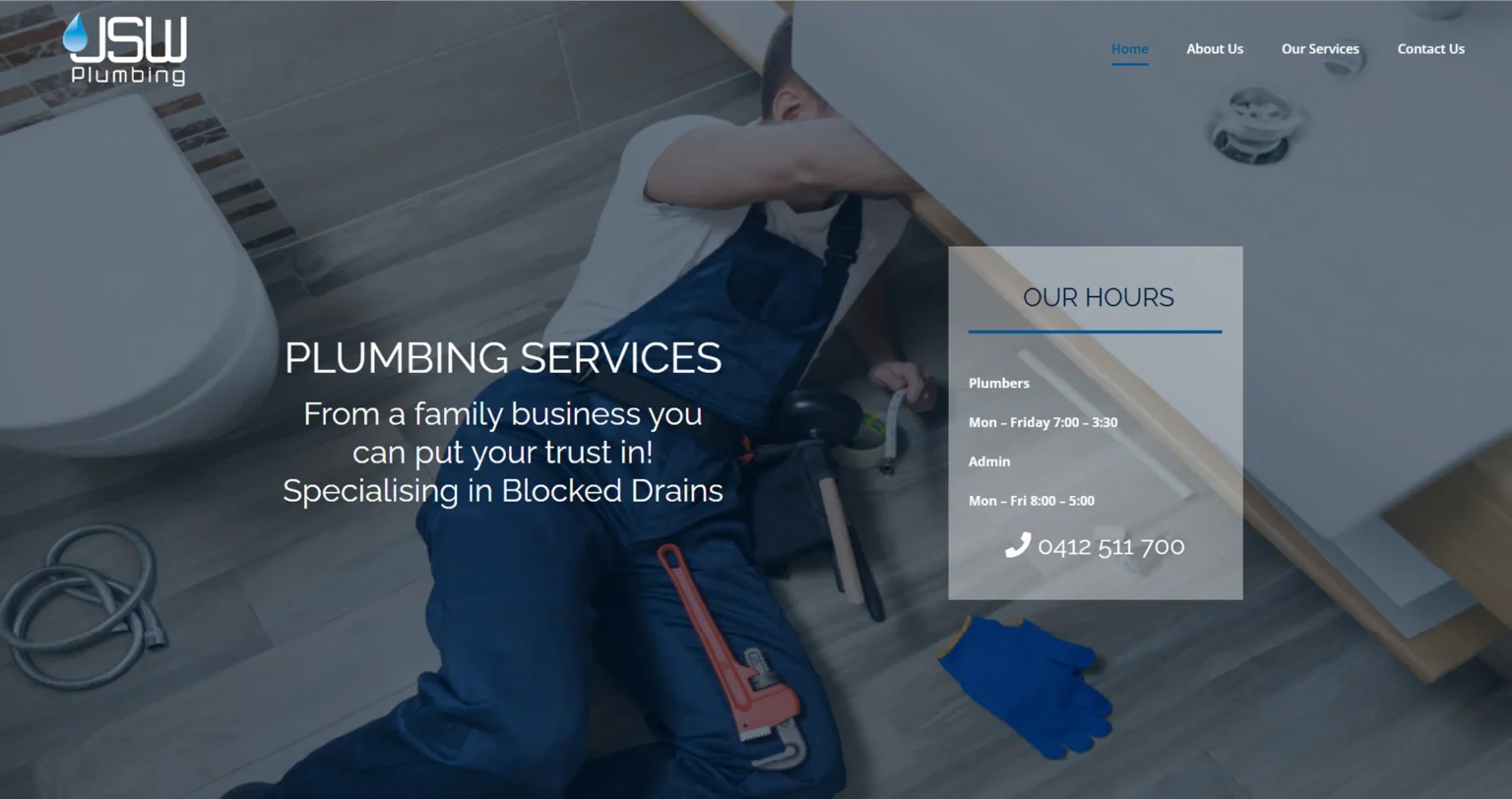 JSW Plumbing website before the rebuild