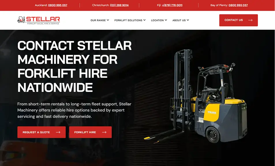 Stellar Machinery website after the rebuild