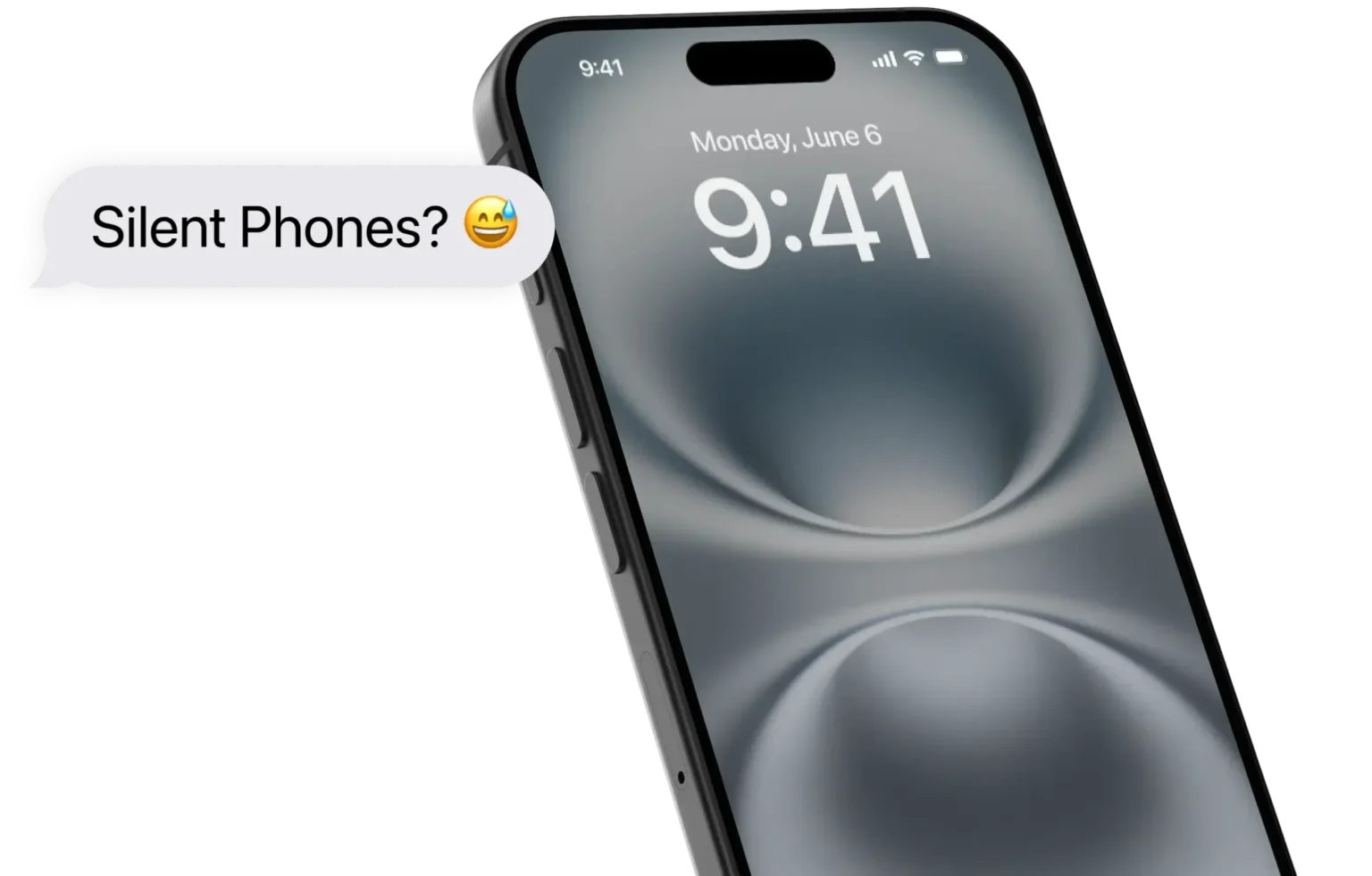A phone with a silent lock screen and a message reading Silent Phones
