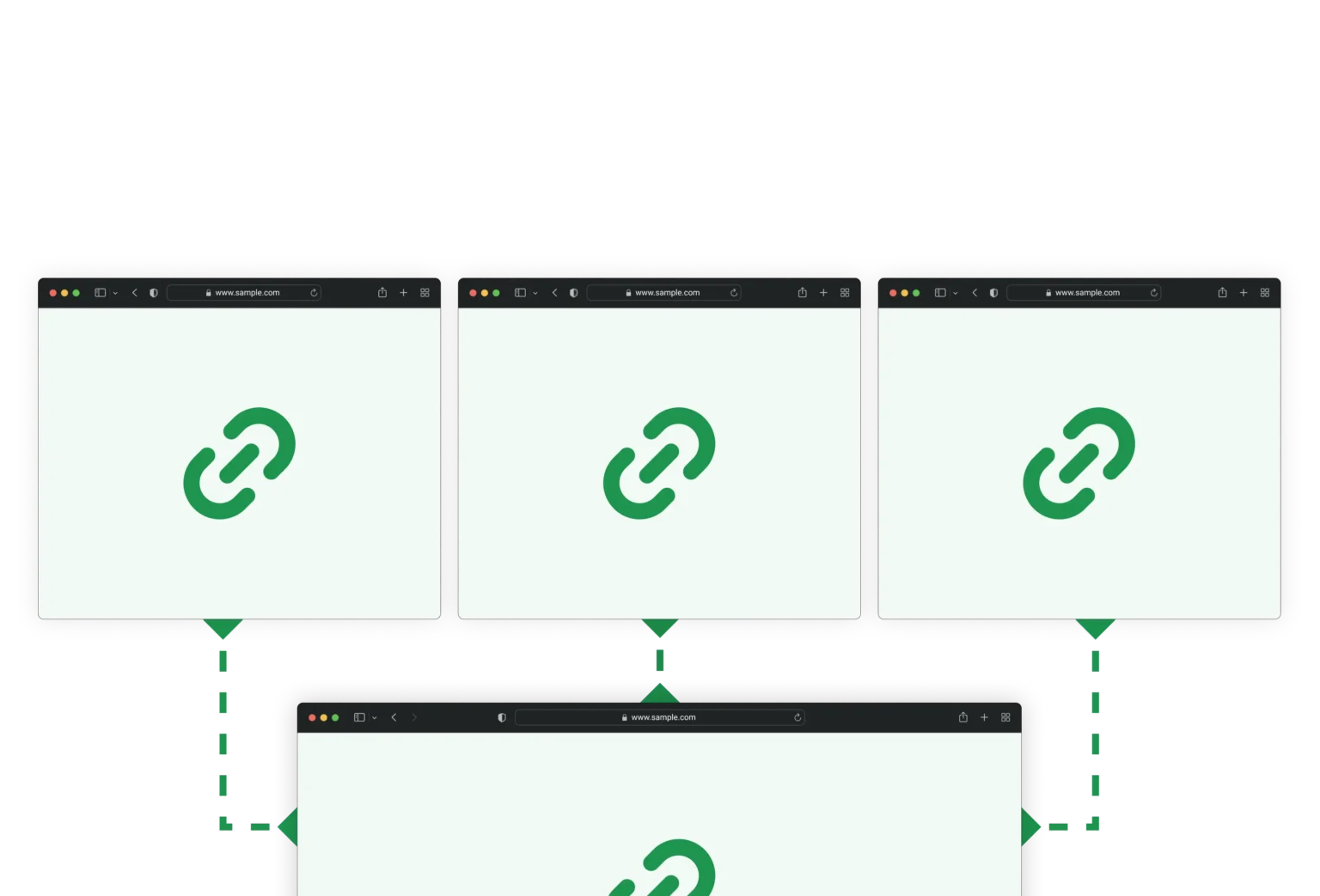 The same windows now connected with healthy links