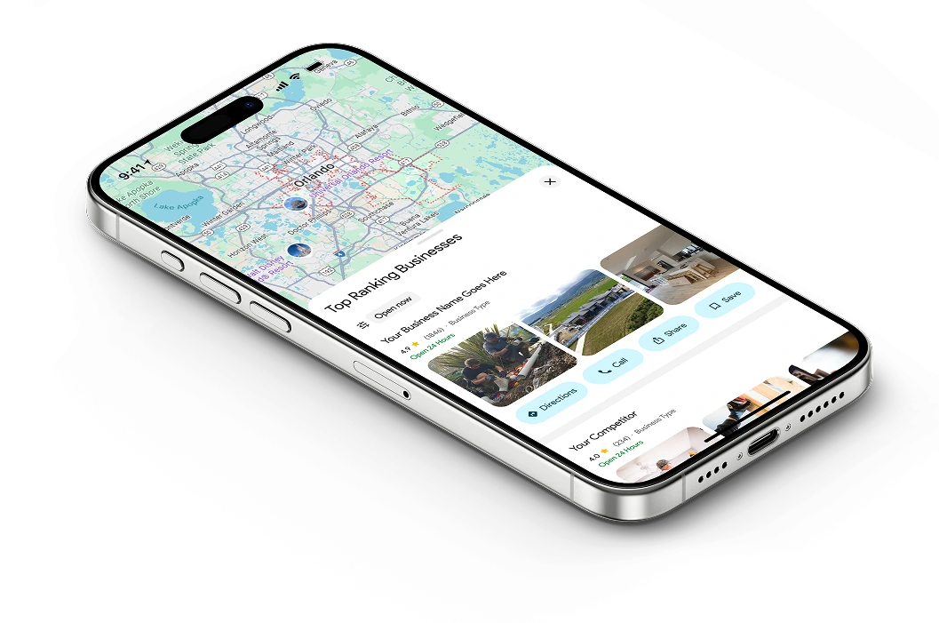 Google Maps results on a phone showing a business ranked number one