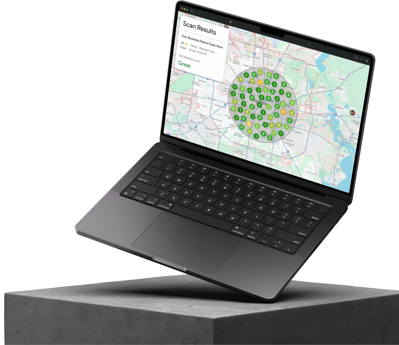 Laptop showing a local ranking scan
